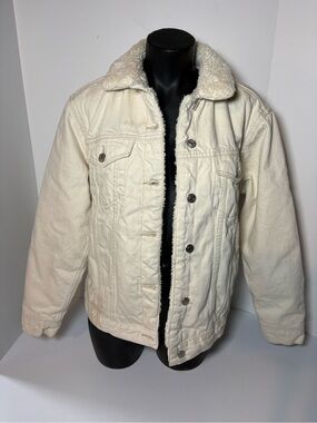 Topshop Cream Sherpa-Lined Denim Jacket